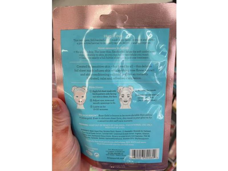 Bliss Rose Gold Foil Sheet Mask, 0.7 oz/20 g