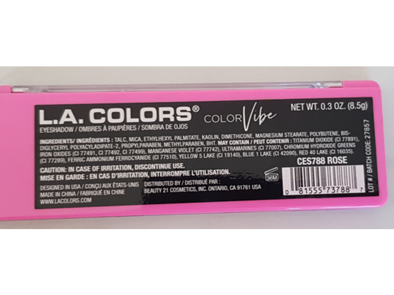L.A. Colors Color Vibe Eyeshadow, Rose, 0.3 oz/8.5 g