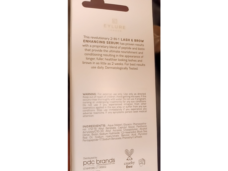 Eylure London Lash & Brow Enhancing Serum, Peptide & Biotin, 0.12 fl oz/3.5 mL