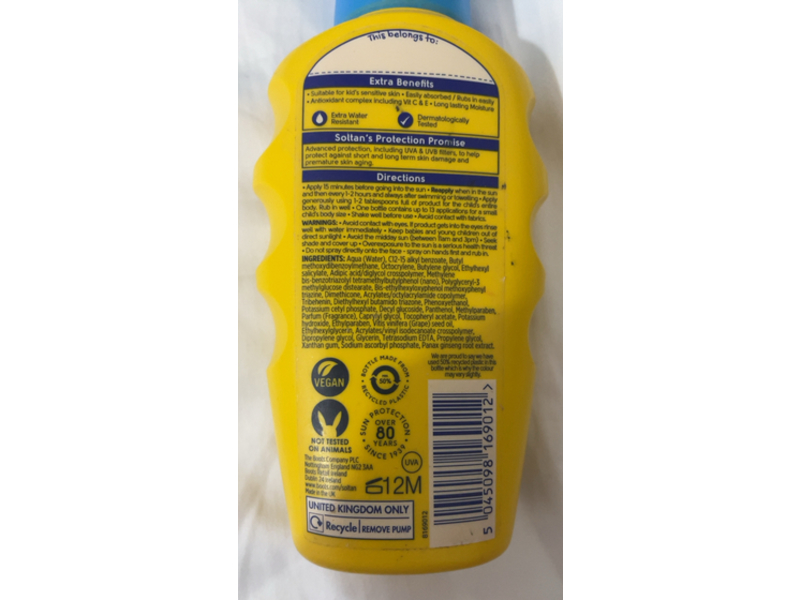 Boots Soltan Kids Sunscreen Spray, SPF 50+, 6.7 fl oz/200 mL