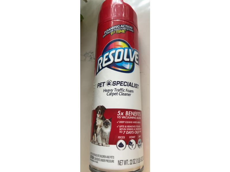 Resolve Pet Specialist Heavy Traffic Foam Carpet Cleaner, 22 oz