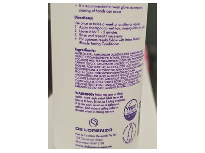 De Lorenzo Illumin8 Blonde Toning Shampoo, 12.68 fl oz/375 mL