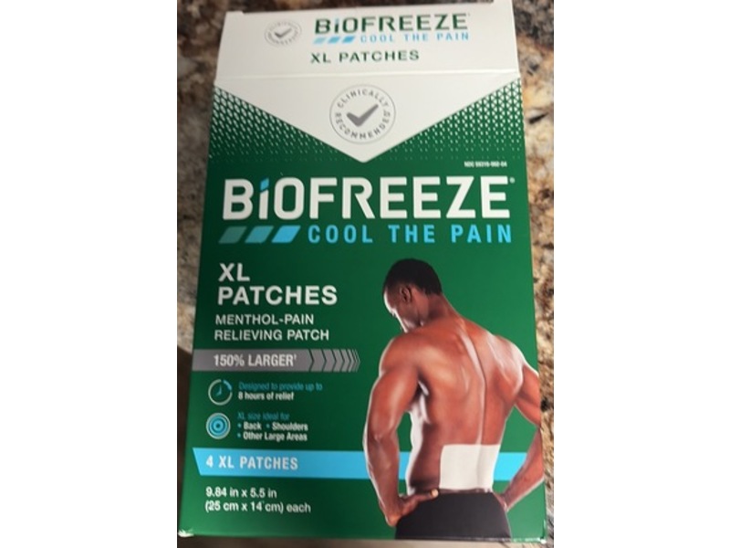 Biofreeze Cool The Pain Menthol-Pain Relieving XL Patches, 4 Count