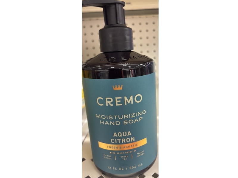 Cremo Moisturizing Hand Soap, Aqua Citron, 12 fl oz/354 mL