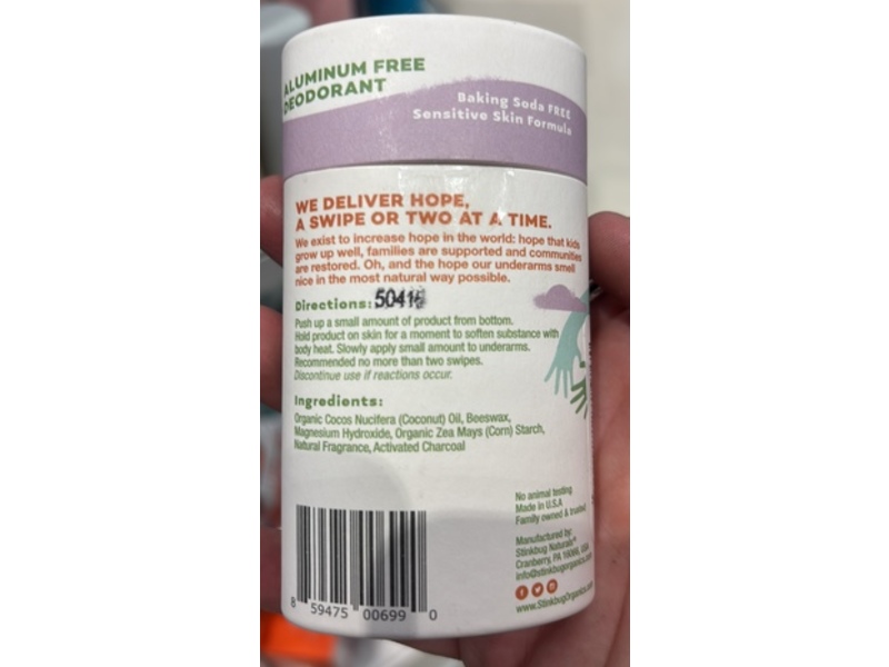 Stinkbug Deodorant Stick, Vanilla Mint + Charcoal, 2.65 oz/75 g