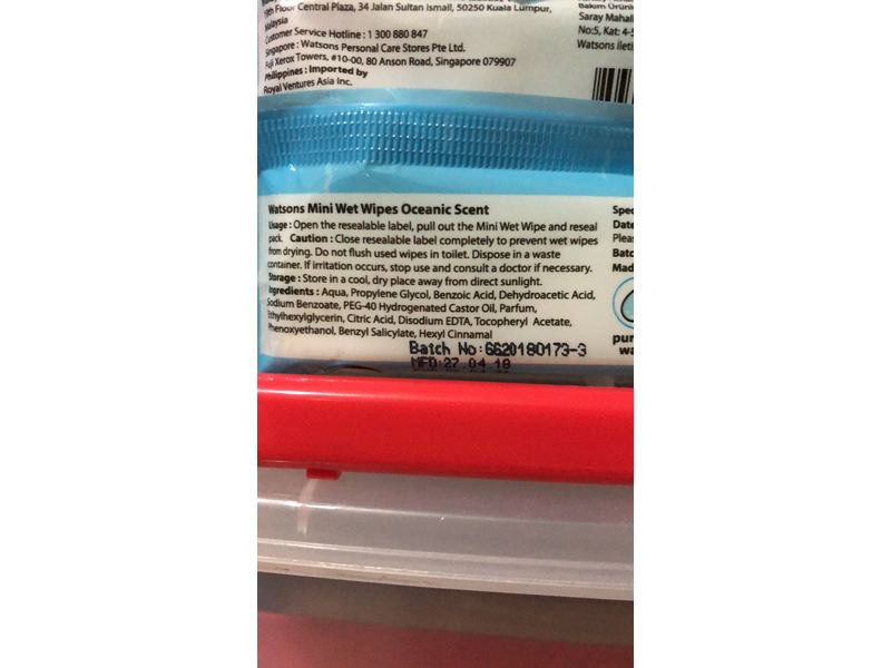 Watsons Mini Wet Wipes, 8 ct Ingredients and Reviews