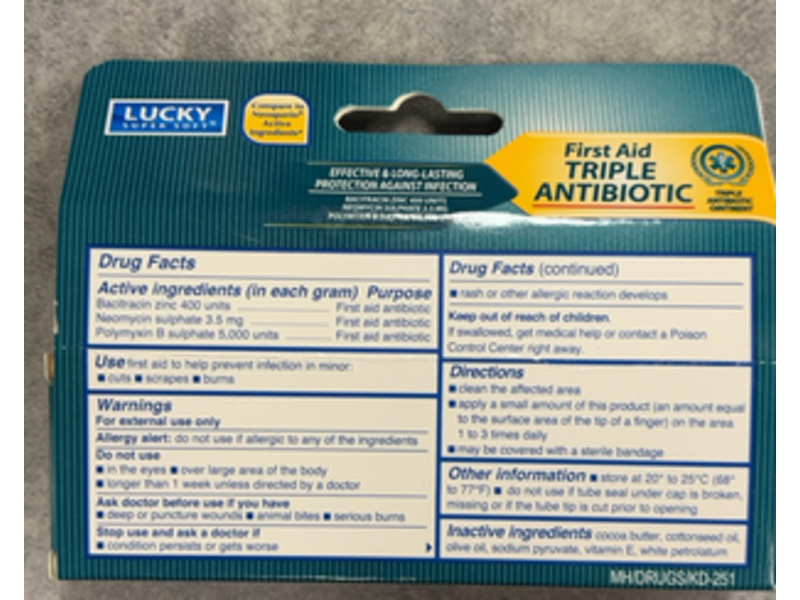 Lucky Super Soft Triple First Aid Antibiotic Ointment, 0.5 oz/14 g