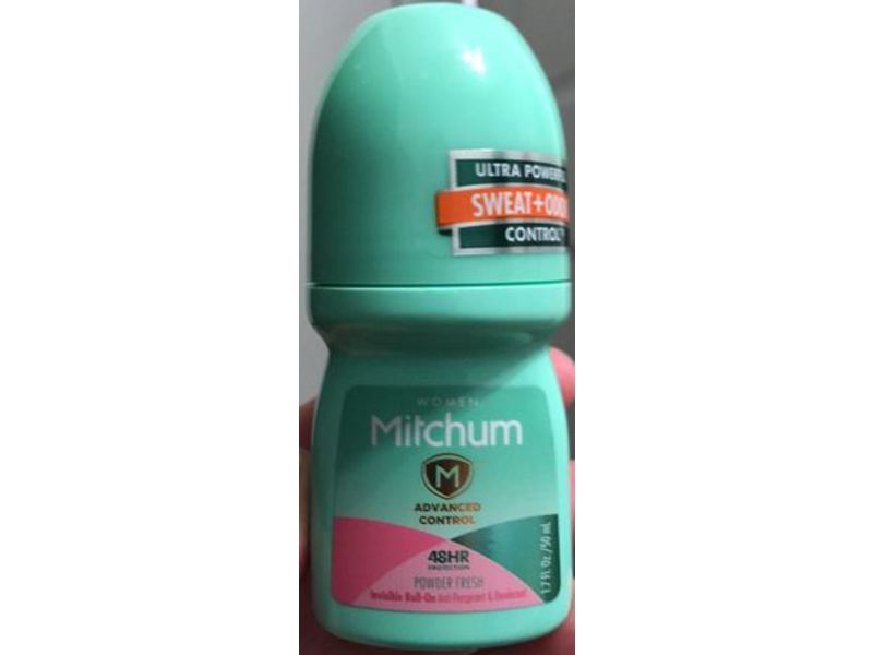 Mitchum Advanced Control Invisible Roll-On Anti-Perspirant & Deodorant, Powder Fresh, 1.7 fl oz/50 mL