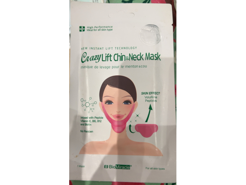 BioMiracle Crazy Lift Chin & Neck Mask, Peptide Vitamin E, B6, B12, Biotin, 1 Count