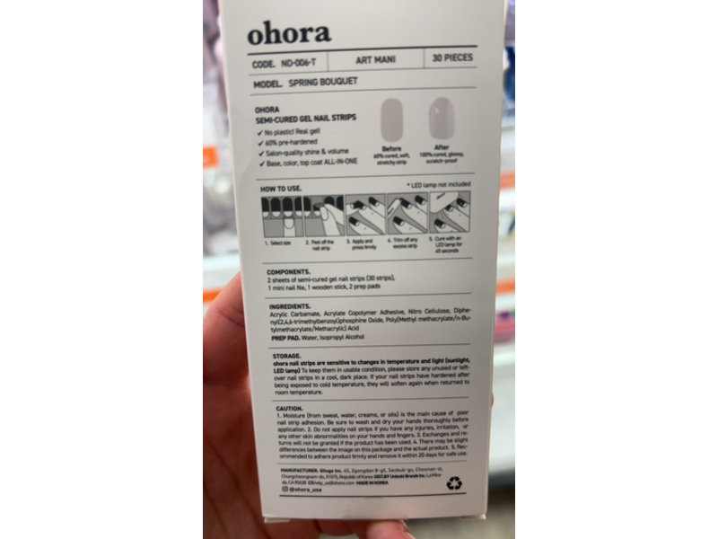 Ohora Semi-Cured Gel Nail Strips, Spring Bouquet, 30 Count