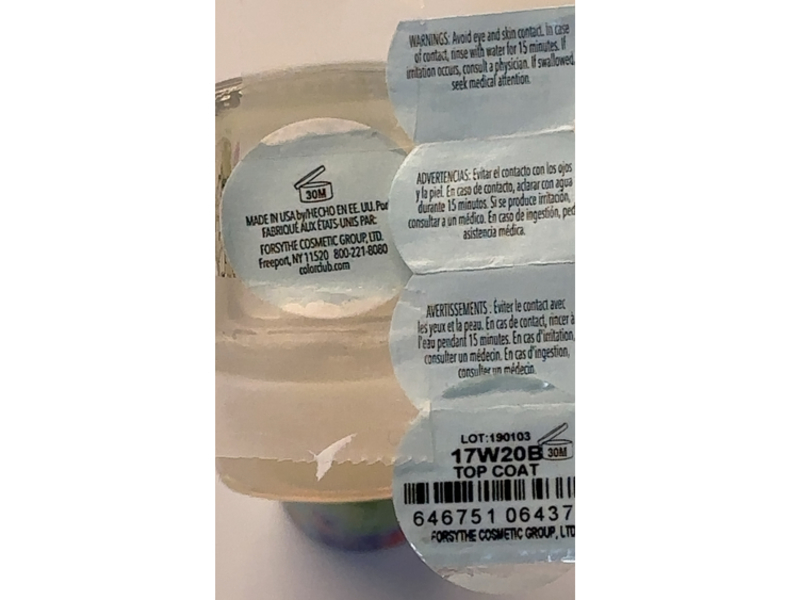 Color Club Water Colors Water - Based Nail Color, Top Coat, 0.5 fl oz/15 mL