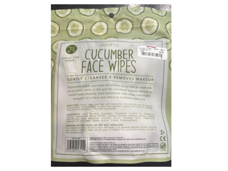 Polish'd Face Wipes, Cucumber, 40 Count