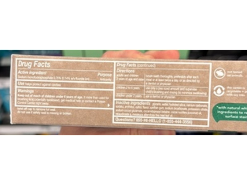 Hello Naturally Whitening Anticavity Fluoride Toothpaste, Mint To Be, 5 oz/141 g