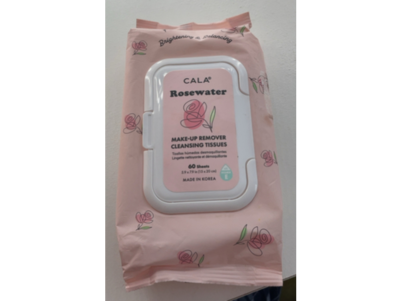 Cala Make-Up Remover Cleansing Tissues, Rosewater, 60 Sheets