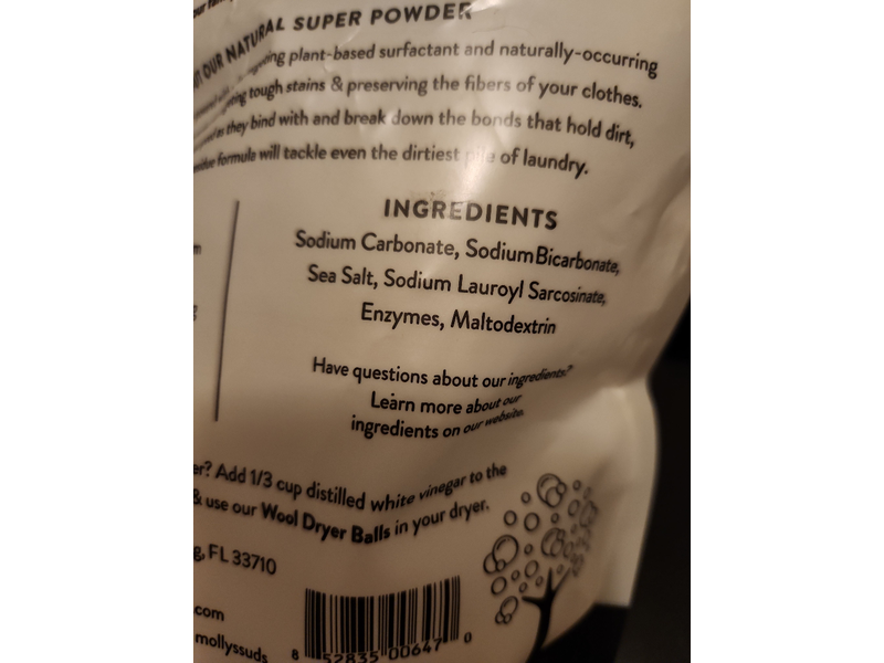 Molly's Suds Super Powder Laundry Detergent, Unscented, 60 Loads, 60 oz