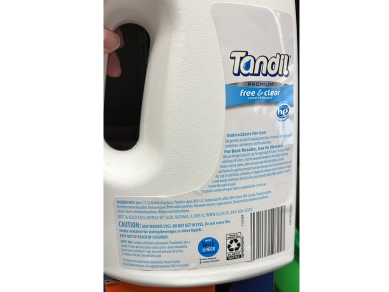 Tandil Premium Laundry Detergent, Free & Clear, 64 Loads, 100 oz/2.95 L