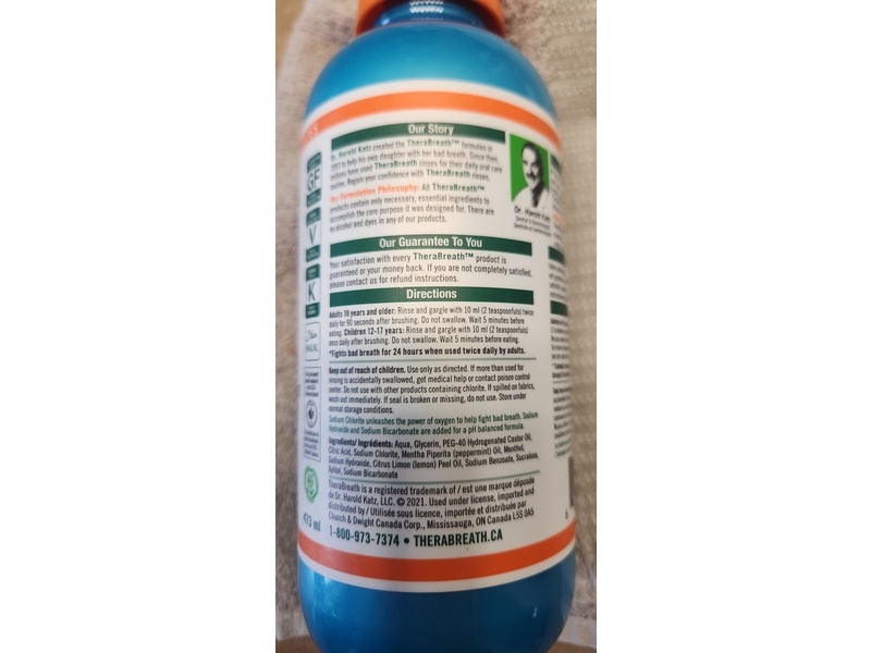 TheraBreath Fresh Breath Oral Rinse, Invigorating Icy Mint, 473 mL
