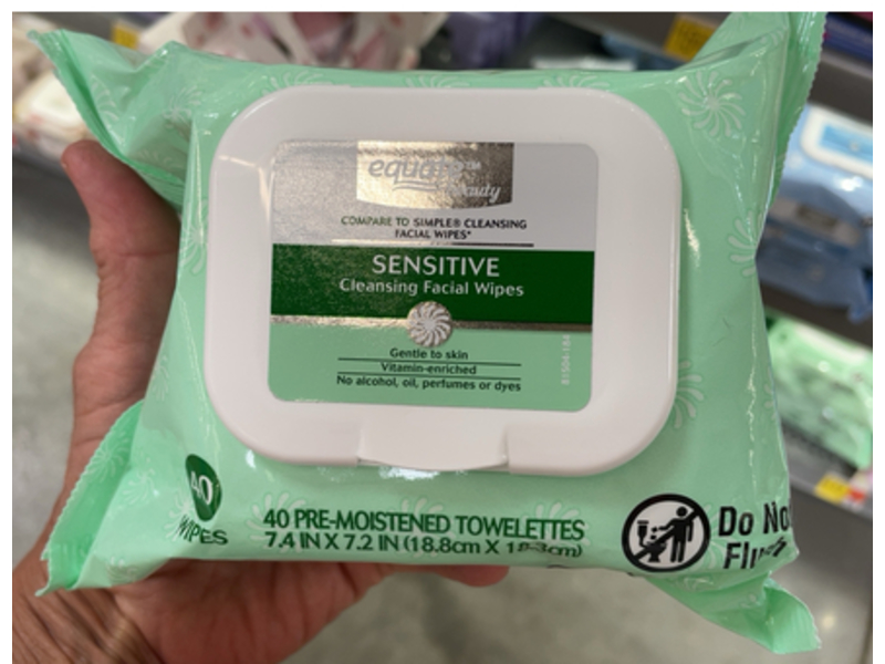 Equate Beauty Sensitive Cleansing Facial Wipers, 40 Count