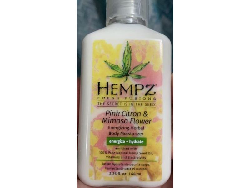 Hempz Fresh Fusions Energizing Herbal Body Moisturizer, Pink Citron & Mimosa Flower, 2.25 fl oz/66 mL