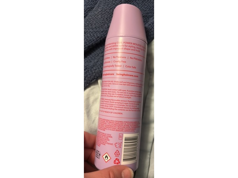 Being Curl Power Mousse Defining Foam, Coconut And Grapeseed Oil, 6 oz/170 g