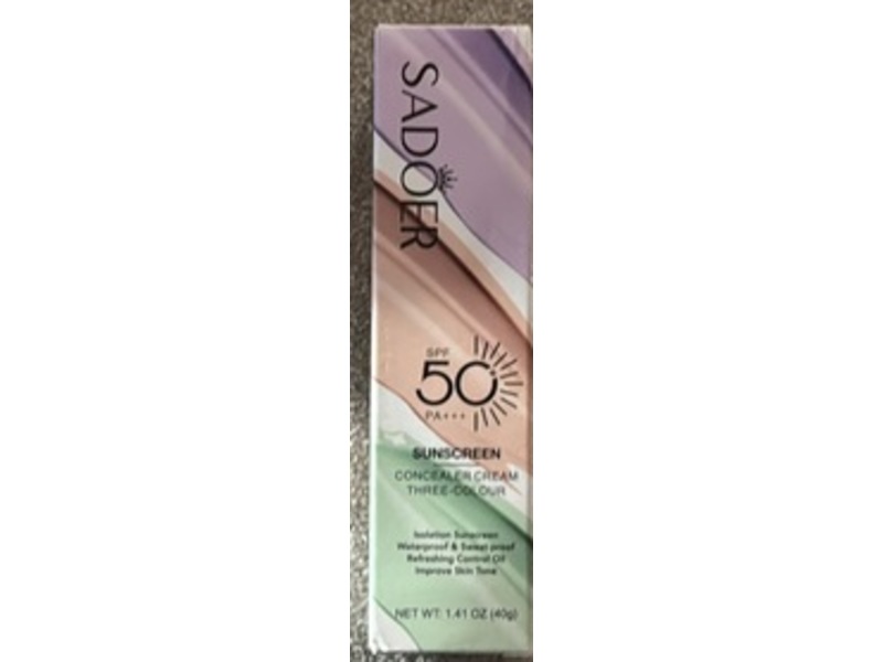 Sadoer Sunscreen Three-Color Concealer Cream, SPF 50 PA+++, 1.41 oz/40 g