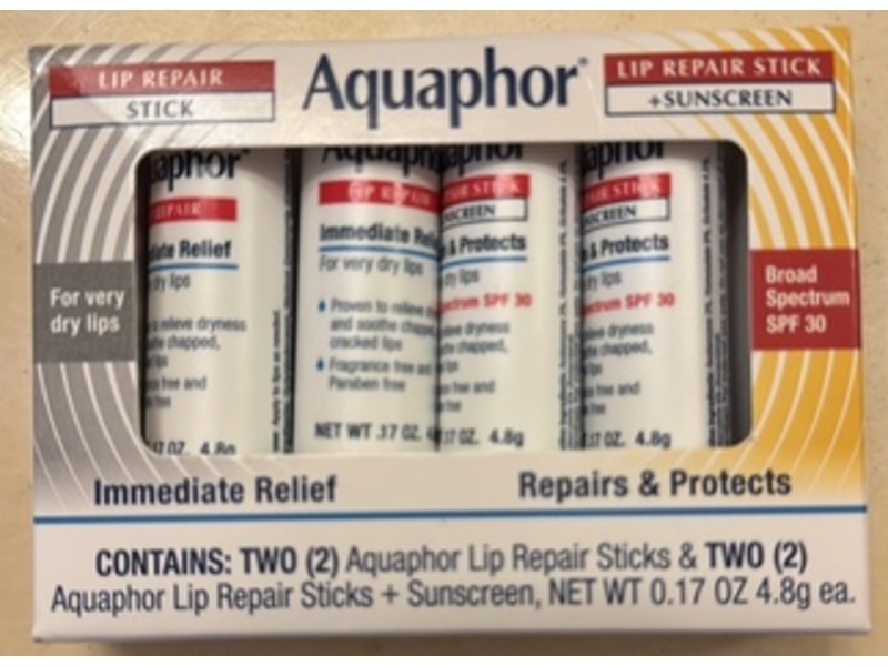 Aquaphor Immediate Relief Lip Repair Stick, 0.17 oz/4.8 g, Pack Of 2
