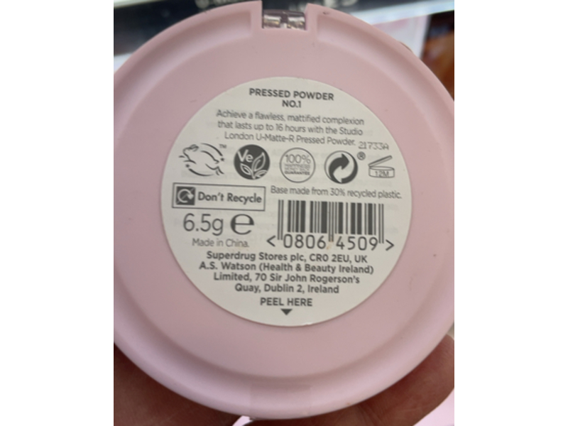 Studio London U-Matte-R Pressed Powder, No.1, 6.5 g