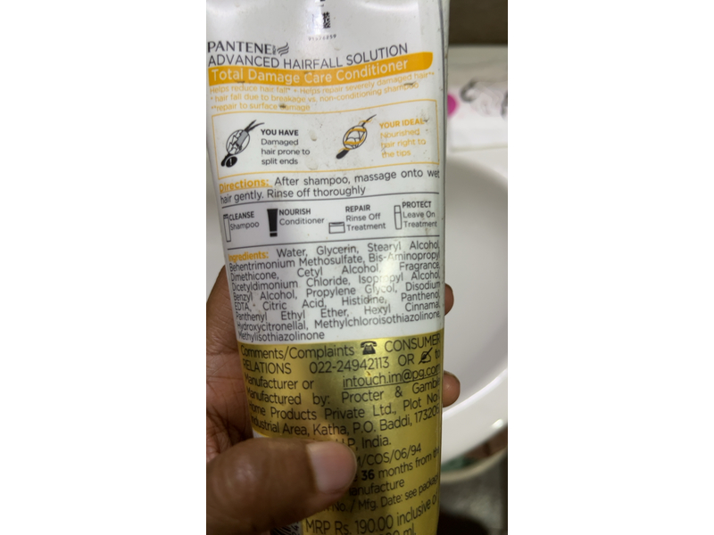 Pantene Advanced Hairfall Solution + Total Damage Care Conditioner, 175 mL