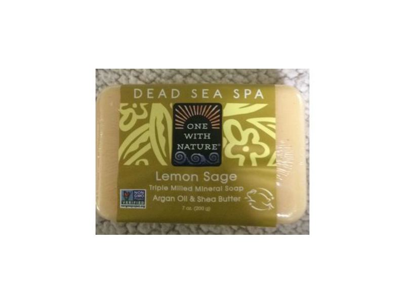 One With Nature Dead Sea Spa Triple Milled Mineral Soap, Lemon Sage, 7 oz/200 g