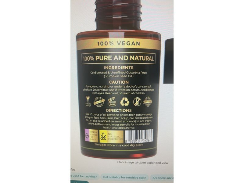 The Organic Forest Pumpkin Seed Oil, 1 fl oz/30 mL