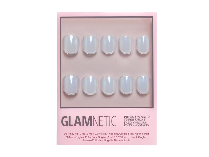 Glamnetic Press-On Nails Super Short, Clear Skies, 0.07 fl oz/2 mL, 30 Count