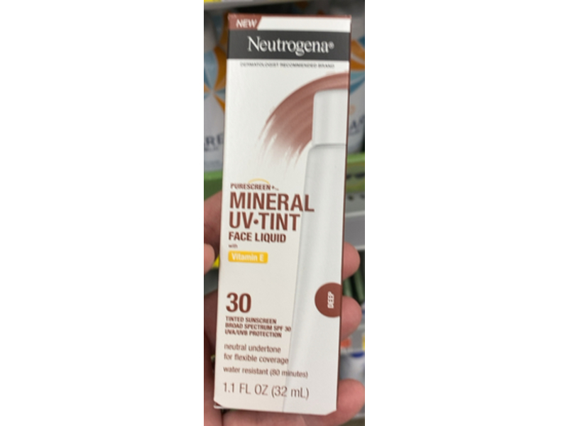 Neutrogena Purescreen+ Mineral UV-Tint Face Liquid, Deep, SPF 30, 1.1 fl oz/32 mL