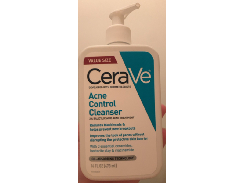 CeraVe Acne Control Cleanser Face Wash, 2% Salicylic Acid 16 fl oz/473 mL