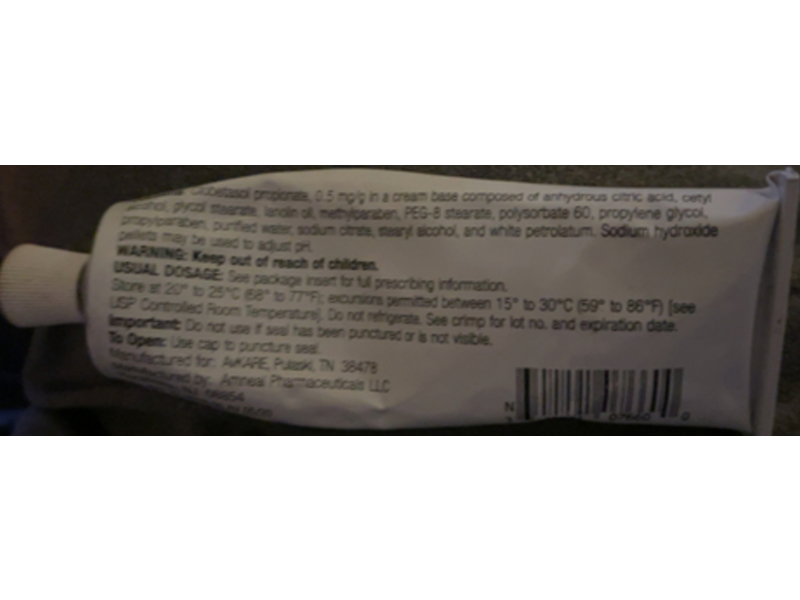 Clobetasol Propionate Cream, 0.05 %, 60 g, Avkare (Rx)