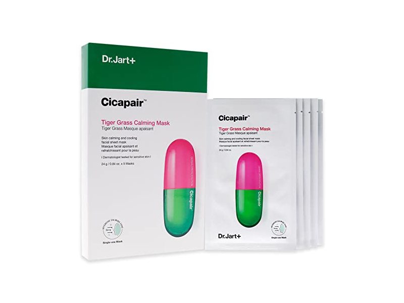 Dr. Jart+ Cicapair Tiger Grass Calming Mask, 0.84 oz/24 g, 5 Count