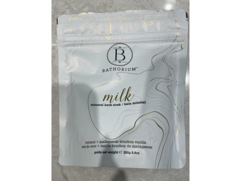 Bathorium Milk Mineral Bath Soak, Coconut + Madagasacar Bourbon Vanilla, 8.8 oz/250 g