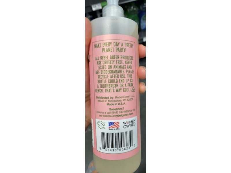 Rebel Green Super Deluxe Dish Soap, Pink Lilac, 16 fl oz/473 mL