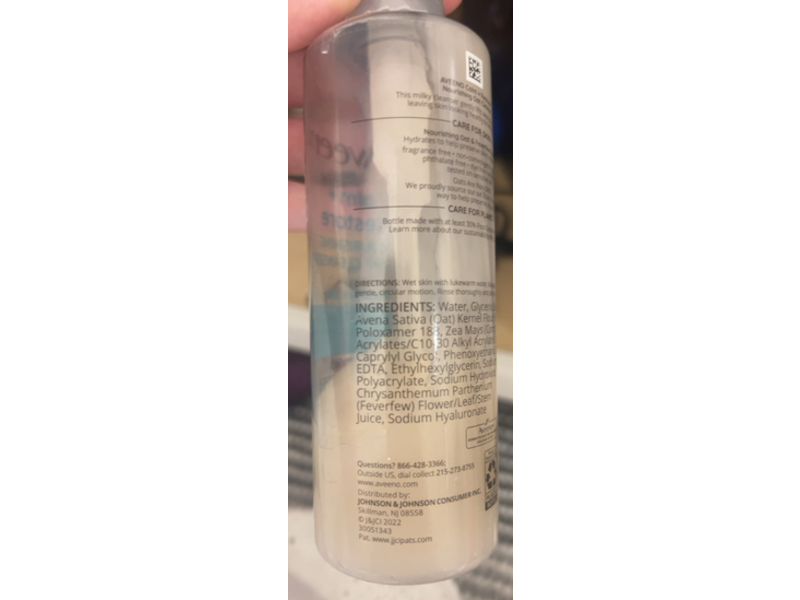 Aveeno Calm + Restore Nourishing Oat Cleanser, 7.8 fl oz/232 mL