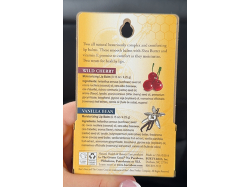 Burt's Bees Moisturizing Lip Balm, Wild Cherry & Vanilla Bean, 0.15 oz/4.25 g