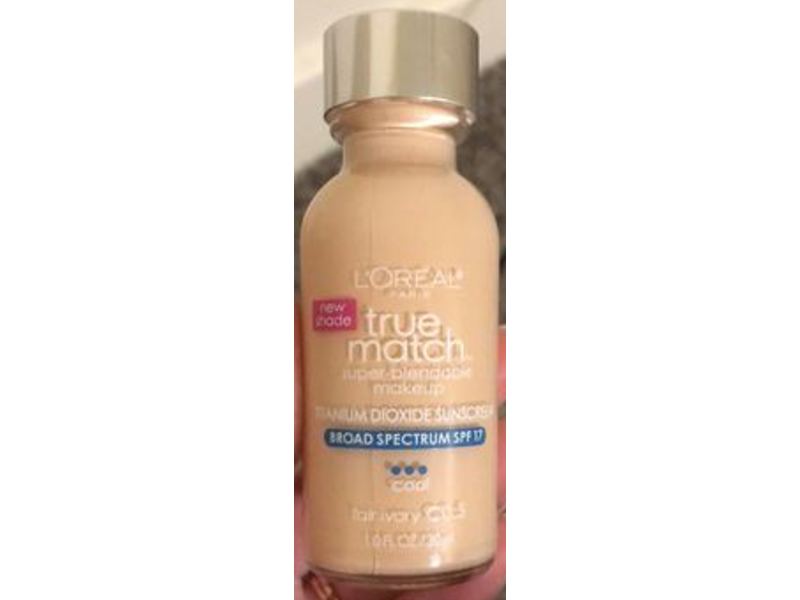 L'Oreal Paris True Match Super-blendable Foundation Makeup, SPF 17, Fair Ivory, 1 fl oz/30 mL