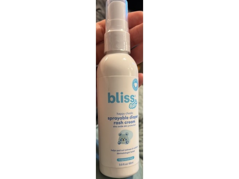 Bliss Baby Happy Cheeks Sprayable Diaper Rash Cream, Fragrance Free, 3 fl oz/89 mL