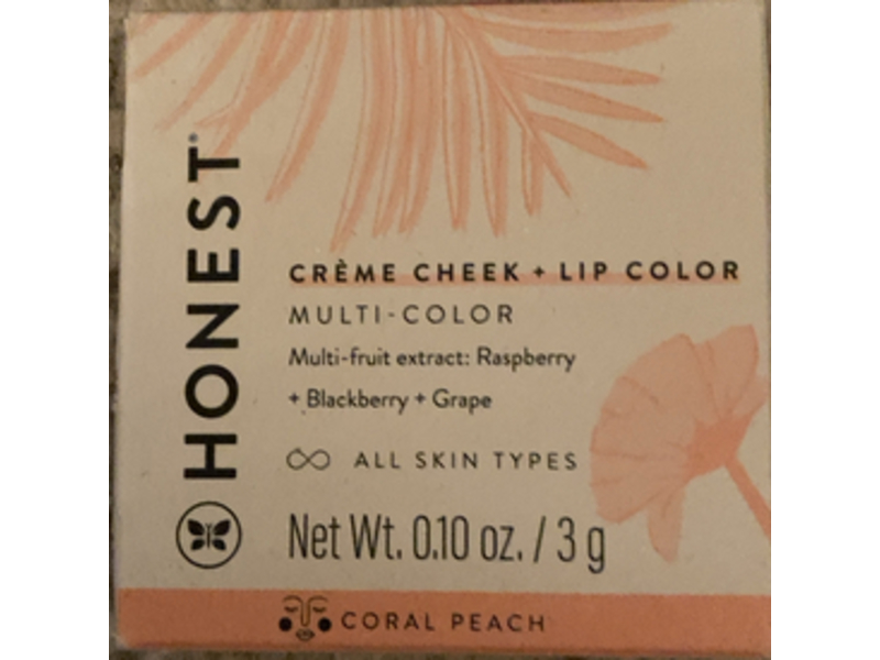 Honest Beauty Creme Cheek Blush + Lip Color, Coral Peach, .1 oz/3 g