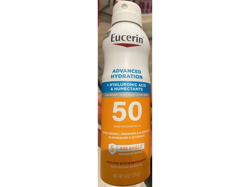 Eucerin Advanced Hydration Sunscreen Spray, SPF 50, 6 oz/170 g