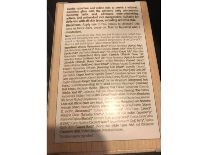 Eminence Organic Skin Care Mangosteen Daily Resurfacing Concentrate, Lactic Acid Complex, 1.2 fl oz/35 mL