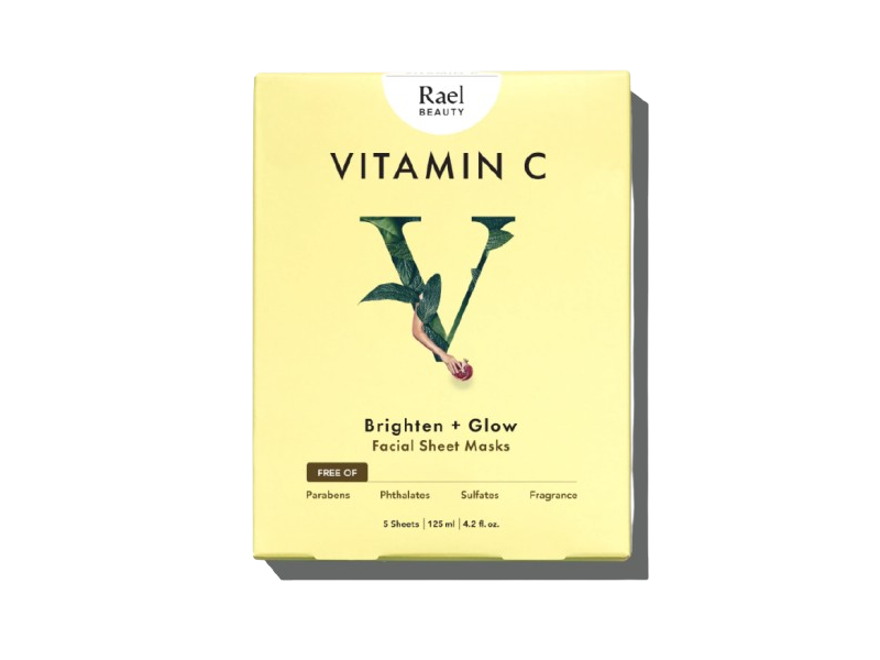 Rael Beauty Facial Sheet Masks, Vitamin C, 4.2 fl oz/125 mL, 5 Count