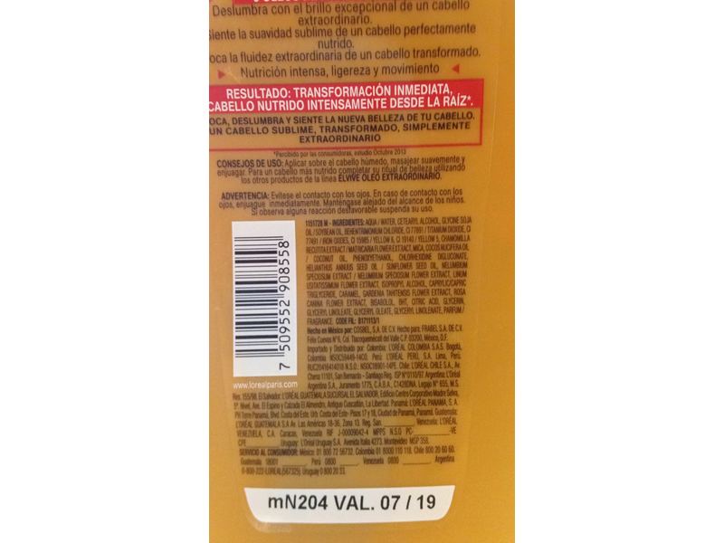 L'Oreal Park Elvive Oleo Extraodinario, 400 mL (Mexico)