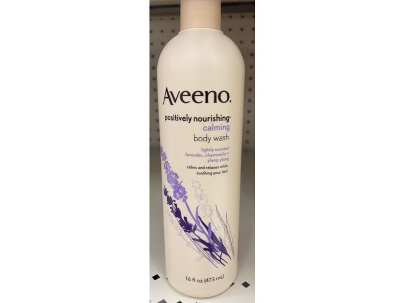 Aveeno Positively Nourishing Calming Body Wash, Lavender, Chamomile & Ylang-Ylang, 16 fl oz/473 mL