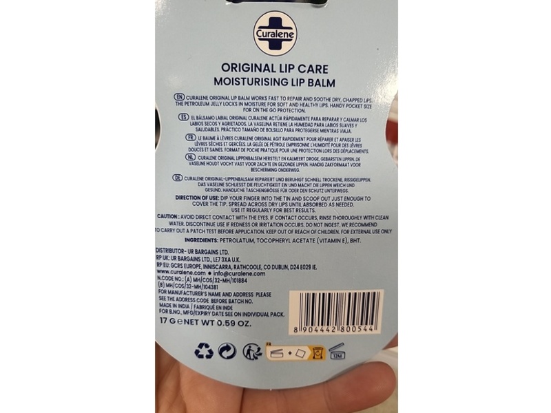 Curalene Original Moisturising Lip Balm, 0.59 oz/17 g