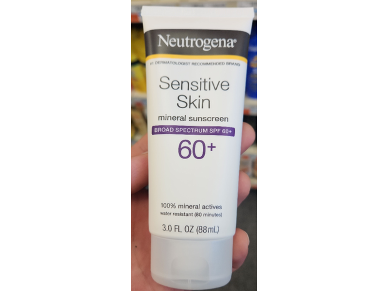 Neutrogena Sensitive Skin Mineral Sunscreen, SPF 60+, 3.0 fl oz/88 mL