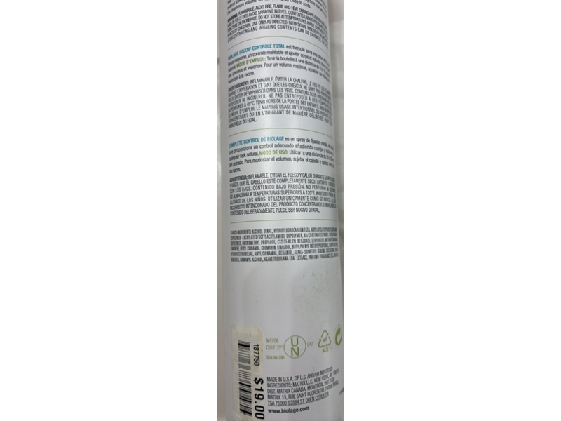 Biolage Complete Control Fast Drying Hairspray, Agave, 10 oz/284 g